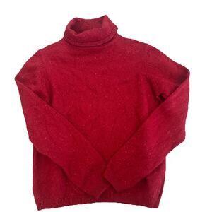 LL Bean 88% Merino Wool 12% Angora Rabbit Hair Women’s Red Confetti Turtleneck S